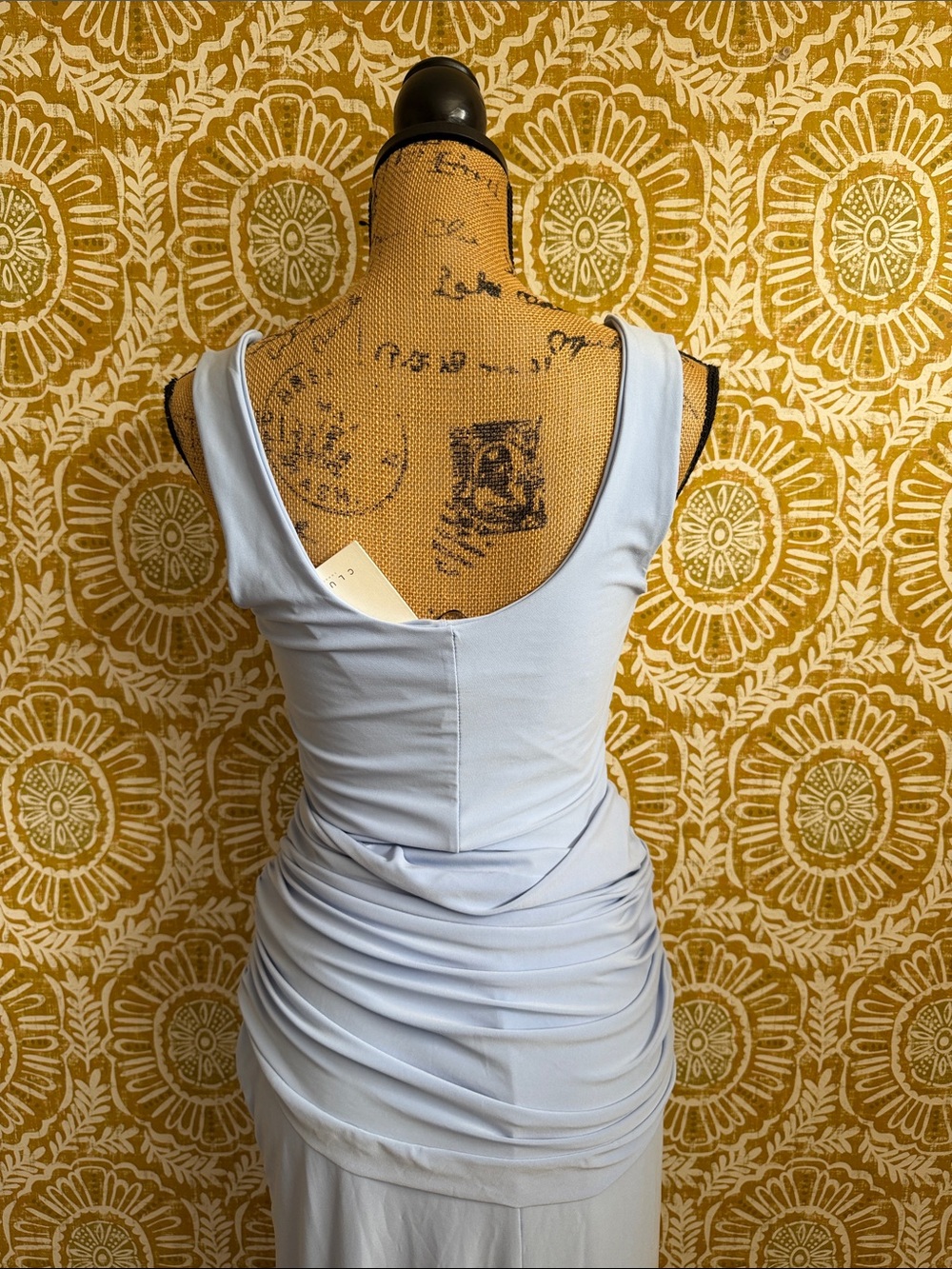 NWT Club L London Powder Blue Scoop-Neck Maxi Dress Gathered-Detail & Sash Sz 10 - Picture 9 of 11